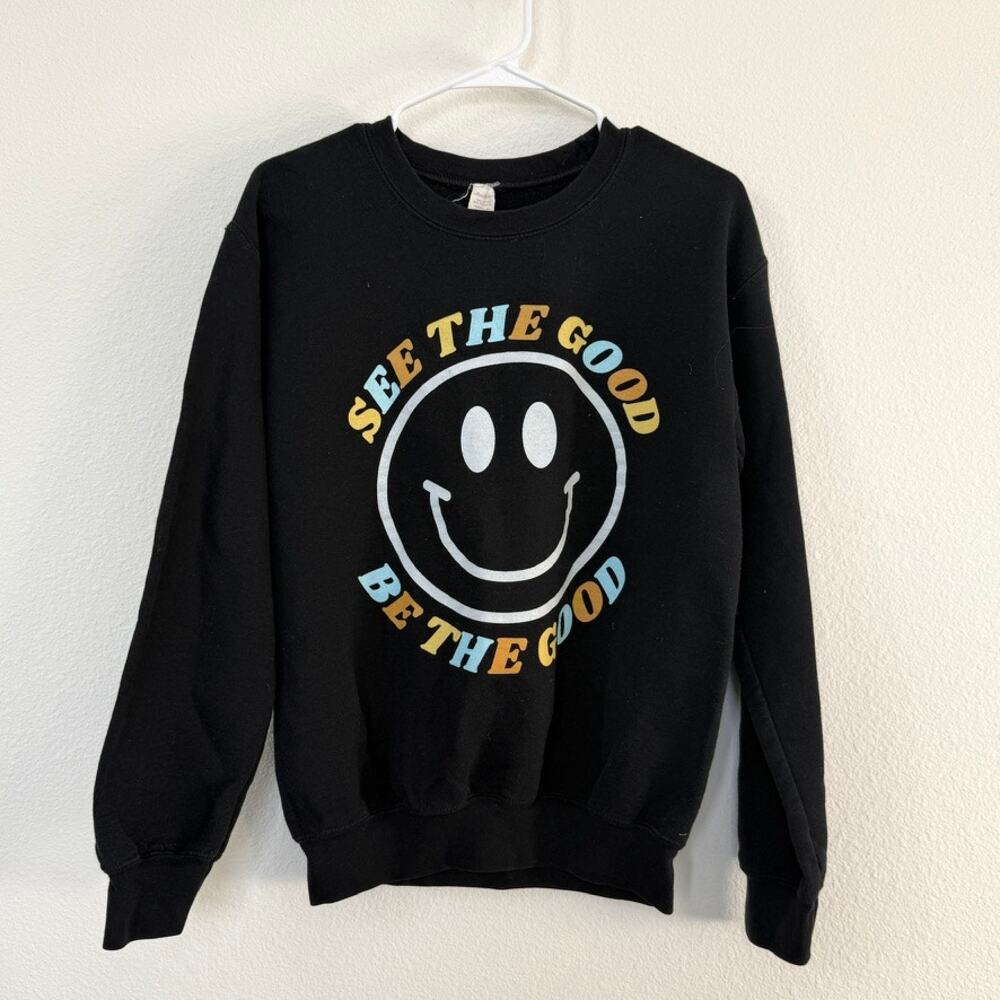 Altard State Graphic Sweatshirt Black Positive Vibes‎ Small Retro Cozy Trendy